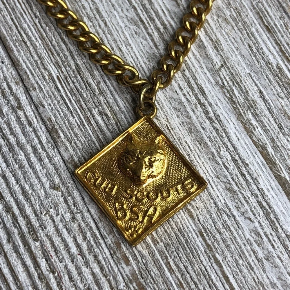 Vintage BSA Cub Boy Scouts Tie Bar Hanging Chain